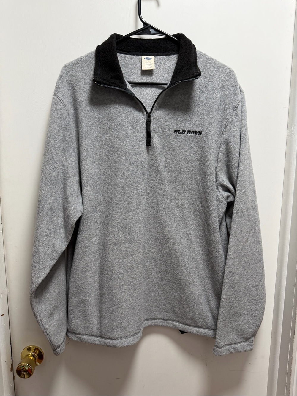 Old Navy Mens 1/4 Zip Fleece Pullover Heather Gray Sz L Y2K-era 90s Mock Neck